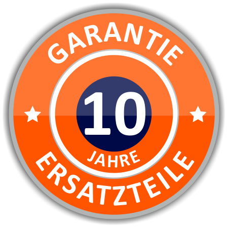 Orange-farbiges Garantie-Siegel für 10 Jahre Garantie auf Ersatteile des Aufkleber-Sets