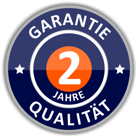 Blaues Garantie-Siegel für 2 Jahre Garantie auf Qualität der Premium-Folie