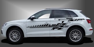 Das Autofolie Seitendekor ist ein außergewöhnlicher Style für SUVs, der dem Fahrzeug eine sportliche und moderne Intensität im Design verleiht. Das Set besteht aus modularen Einzelelementen im Baukastenprinzip. Geeignet für glatte, lackierte Fahrzeugoberflächen. Material: Hochwertige Plotterfolie (Mactac), UV-beständig, waschstraßenfest, rückstandslos entfernbar, Haltbarkeit über 10 Jahre.