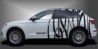 Das Seitendekor SUV sind außergewöhnliche Car-Style für SUVs, der dem Fahrzeug einen sportlichen und modernen Look im Design verleiht. Das Set besteht aus modularen Einzelelementen im Baukastenprinzip. Geeignet für glatte, lackierte Fahrzeugoberflächen. Material: Hochwertige Plotterfolie (Mactac), UV-beständig, waschstraßenfest, rückstandslos entfernbar, Haltbarkeit über 10 Jahre.