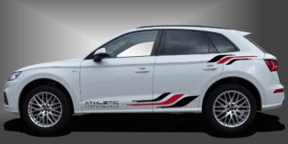 Das Seitendekor ist ein außergewöhnlicher Style für SUVs, der dem Fahrzeug einen sportlichen und modernen Look im Design verleiht. Das Set besteht aus modularen Einzelelementen im Baukastenprinzip. Geeignet für glatte, lackierte Fahrzeugoberflächen. Material: Hochwertige Plotterfolie (Mactac), UV-beständig, waschstraßenfest, rückstandslos entfernbar, Haltbarkeit über 10 Jahre.