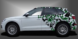 Die Camouflage Seitenstreifen sind rebellische Autosticker für SUVs, die dem Fahrzeug eine sportliche und moderne Intensität im Design verleihen. Das Set besteht aus modularen Einzelelementen im Baukastenprinzip. Geeignet für glatte, lackierte Fahrzeugoberflächen. Material: Hochwertige Plotterfolie (Mactac), UV-beständig, waschstraßenfest, rückstandslos entfernbar, Haltbarkeit über 10 Jahre.