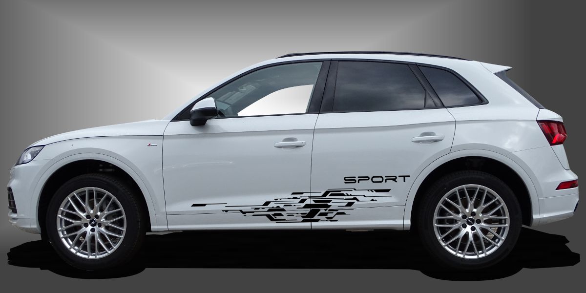 Die Auto Rallye Streifen sind erfrischende Zierstreifen für SUVs, die dem Fahrzeug einen sportlichen und modernen Look im Design verleihen. Das Set besteht aus modularen Einzelelementen im Baukastenprinzip. Geeignet für glatte, lackierte Fahrzeugoberflächen. Material: Hochwertige Plotterfolie (Mactac), UV-beständig, waschstraßenfest, rückstandslos entfernbar, Haltbarkeit über 10 Jahre.