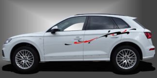 Die Vinyl Seitenstreifen sind wundervolle Car-Sticker für SUVs, die dem Fahrzeug einen sportlichen und modernen Auftritt im Design verleihen. Das Set besteht aus modularen Einzelelementen im Baukastenprinzip. Geeignet für glatte, lackierte Fahrzeugoberflächen. Material: Hochwertige Plotterfolie (Mactac), UV-beständig, waschstraßenfest, rückstandslos entfernbar, Haltbarkeit über 10 Jahre.