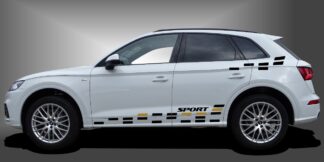 Der Carsticker sind harmonische Autoaufkleber für SUVs, der dem Fahrzeug einen sportlichen und modernen Auftritt im Design verleiht. Das Set besteht aus modularen Einzelelementen im Baukastenprinzip. Geeignet für glatte, lackierte Fahrzeugoberflächen. Material: Hochwertige Plotterfolie (Mactac), UV-beständig, waschstraßenfest, rückstandslos entfernbar, Haltbarkeit über 10 Jahre.