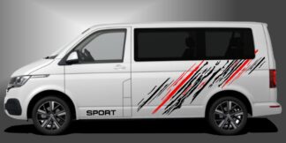 Die T6 Bus Carstickers sind eine hammermäßige Design-Folie für Kleinbusse, die dem Fahrzeug eine sportliche und moderne Inszenierung im Design verleihen. Das Set besteht aus modularen Einzelelementen im Baukastenprinzip. Geeignet für glatte, lackierte Fahrzeugoberflächen. Material: Hochwertige Plotterfolie (Mactac), UV-beständig, waschstraßenfest, rückstandslos entfernbar, Haltbarkeit über 10 Jahre.