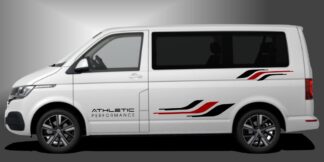 Das T6 Bus Dekor ist ein energiegeladenes Autodesign für Kleinbusse, der dem Fahrzeug einen sportlichen und modernen Look im Design verleiht. Das Set besteht aus modularen Einzelelementen im Baukastenprinzip. Geeignet für glatte, lackierte Fahrzeugoberflächen. Material: Hochwertige Plotterfolie (Mactac), UV-beständig, waschstraßenfest, rückstandslos entfernbar, Haltbarkeit über 10 Jahre.