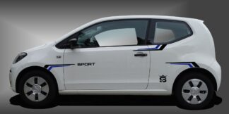 Der Seitenaufkleber Auto Streifen ist ein wunderbares Fahrzeugdesign für Kleinwagen, das dem Fahrzeug eine sportliche und moderne Komponente im Design verleiht. Das Set besteht aus modularen Einzelelementen im Baukastenprinzip. Geeignet für glatte, lackierte Fahrzeugoberflächen. Material: Hochwertige Plotterfolie (Mactac), UV-beständig, waschstraßenfest, rückstandslos entfernbar, Haltbarkeit über 10 Jahre.
