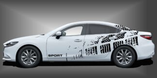 Aufkleber Design in Schwarz auf weißem Mazda 6