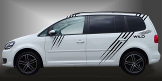 Aufkleber Krallen als sportlicher und origineller Autostreifen in Schwarz auf weißem VW Touran