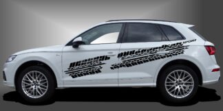 Aufkleber Reifenprofil in Schwarz auf weißem Audi Q5