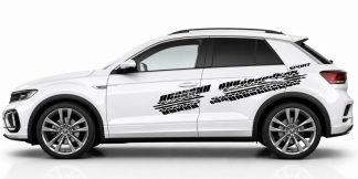 Aufkleber Reifenprofil in Schwarz auf einem weißen VW T-Roc