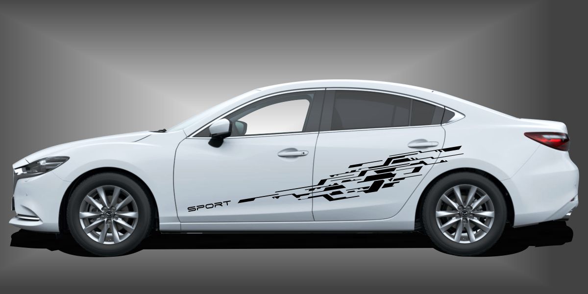 Aufkleber Style in Schwarz auf weißem Mazda 6