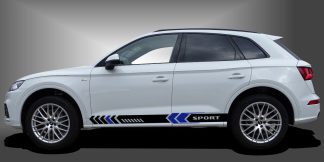 Auto Deko Streifen in Schwarz und Blau auf weißem Audi Q5