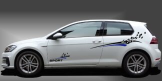 Auto Dekor Aufkleber in Schwarz und Blau auf weißem VW Golf 7