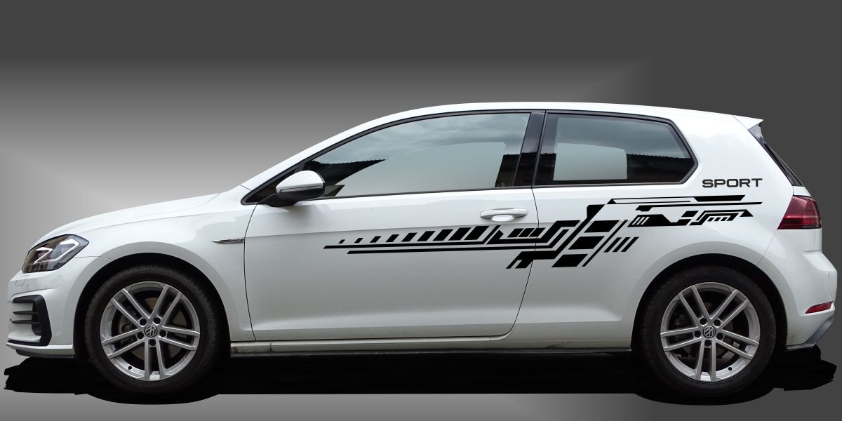 Auto Dekor in Schwarz auf weißem VW Golf 7