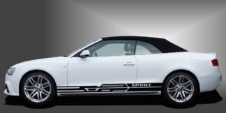 Auto Dekor Seitenaufkleber in Schwarz auf weißem Audi A3 Cabrio