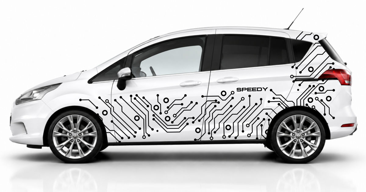 Auto Dekoration in Schwarz auf einem weißen Ford B-Max
