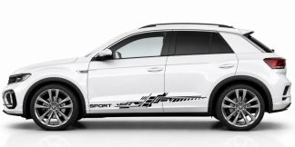 Auto Designs in Schwarz auf einem weißen VW T-Roc