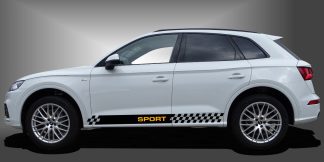 Auto Rally Streifen in Schwarz und Dunkelgelb auf weißem Audi Q5