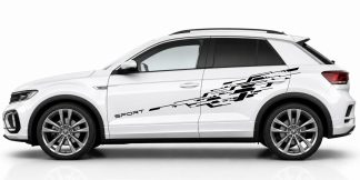 Auto Rallye Streifen in Schwarz auf einem weißen VW T-Roc