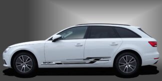 Auto Seite Streifen in Schwarz auf weißem Audi A4 Avant