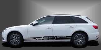 Auto Seitenaufkleber Streifen in Schwarz auf weißem Audi A4 Avant