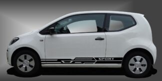 Auto Seitenaufkleber Tribal in Schwarz auf weißem VW UP