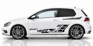 Auto Seitendekor in Schwarz auf einem weißen VW Golf 7