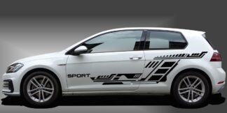 Auto Seitendekor in Schwarz auf weißem VW Golf 7