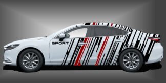 Auto Sticker in Schwarz und Dunkelrot auf weißem Mazda 6