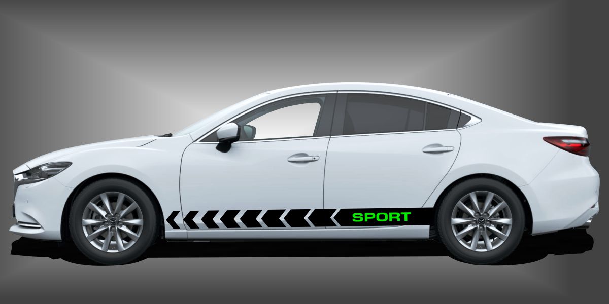 Auto Stickers Car Sticker in Schwarz und Giftgrün auf weißem Mazda 6