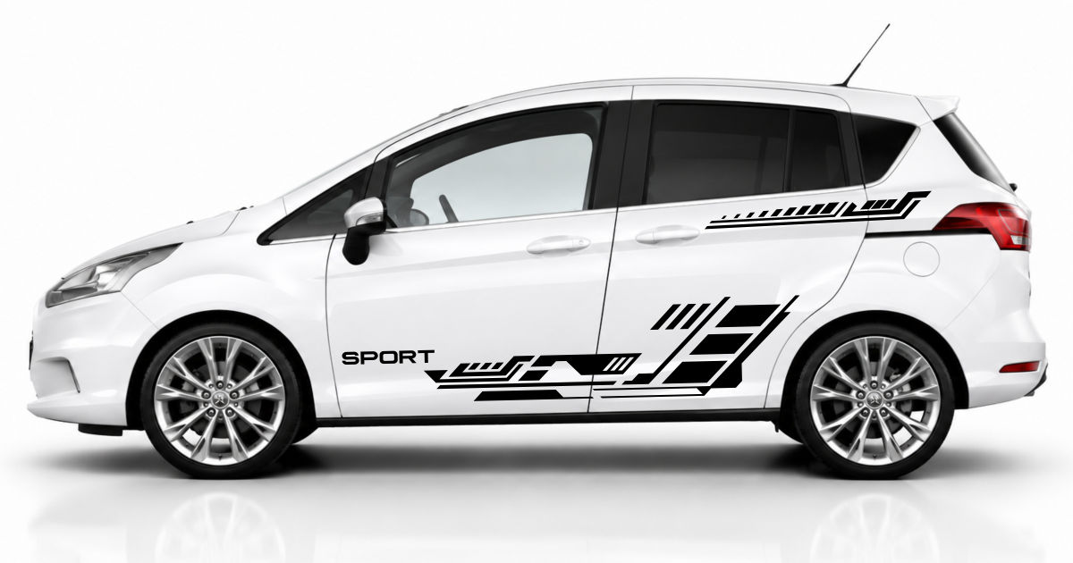 Auto Tattoo in Schwarz auf einem weißen Ford B-Max