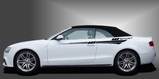 Auto Tattoo Streifen in Schwarz auf weißem Audi A3 Cabrio