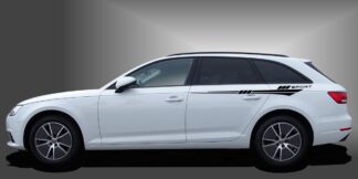Autoaufkleber Seitenstreifen in Schwarz auf weißem Audi A4 Avant