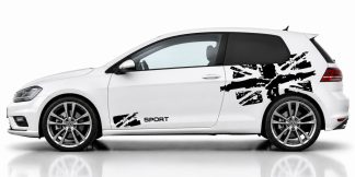 Autofolie Aufkleber Set in Schwarz auf einem weißen VW Golf 7