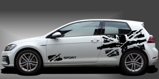 Autofolie Aufkleber Set in Schwarz auf weißem VW Golf 7