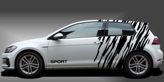 Autofolie Aufkleber Sticker in Schwarz auf weißem VW Golf 7