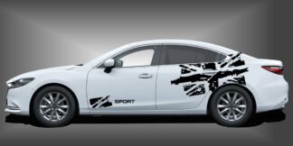 Autofolie Auto Sticker in Schwarz auf weißem Mazda 6