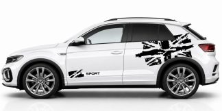Autofolie Design in Schwarz auf einem weißen VW T-Roc