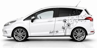 Autofolie Pusteblume in Schwarz auf einem weißen Ford B-Max