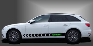 Autostickers Car Sticker in Schwarz und Giftgrün auf weißem Audi A4 Avant
