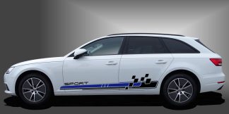 Autostreifen Car Sticker in Schwarz und Blau auf weißem Audi A4 Avant