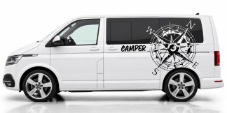 Bus Aufkleber in Schwarz und Weiss auf einem weißen VW T6