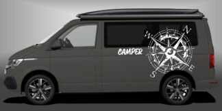 Bus Aufkleber in Weiß auf dunkelgrauem VW T6