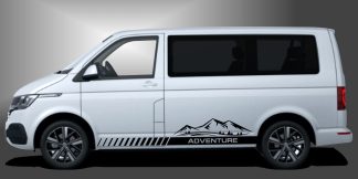 Camper Stickers Berge in Schwarz auf weißem VW T6