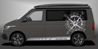 Campervan Aufkleber in Weiß auf dunkelgrauem VW T6