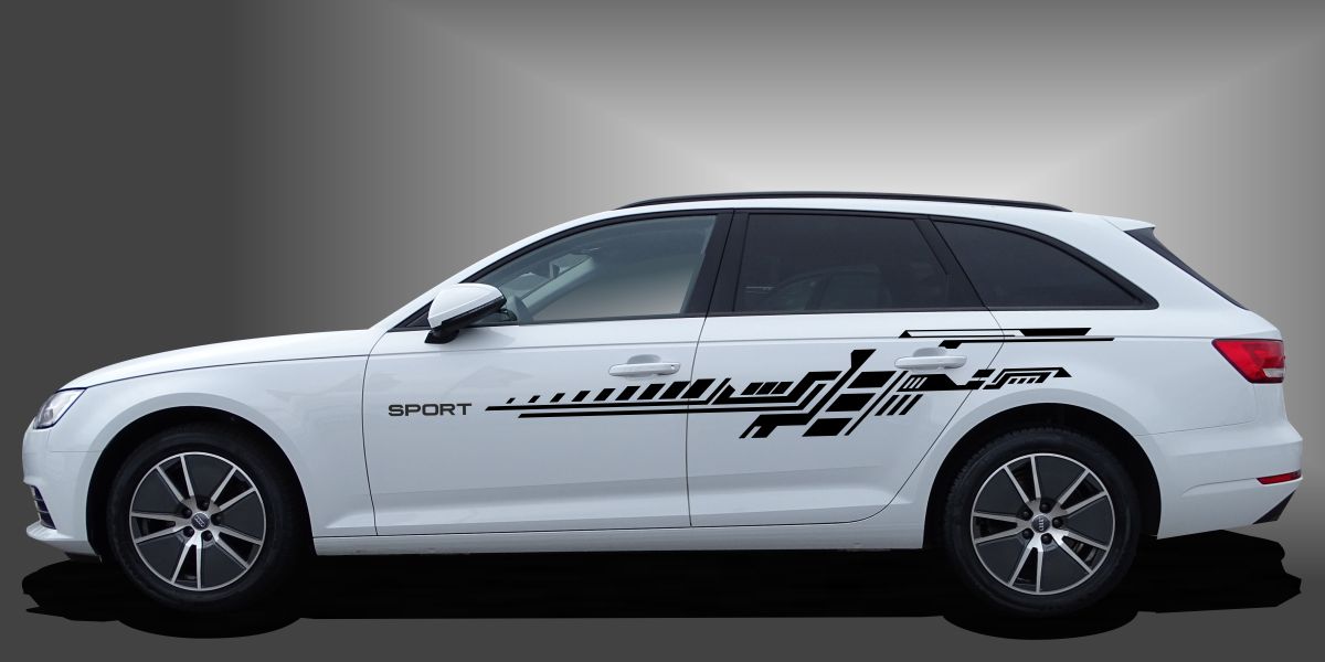 Car Design Folie in Schwarz auf weißem Audi A4 Avant