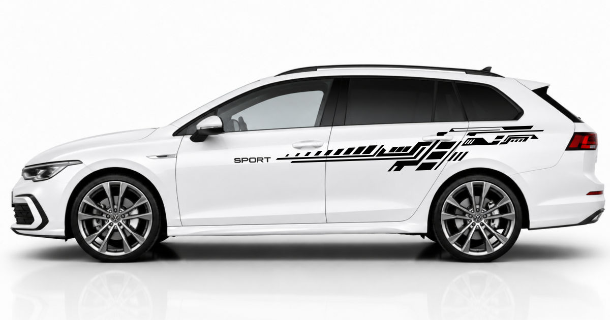 Car Design Folie in Schwarz auf einem weißen Golf 8 Variant