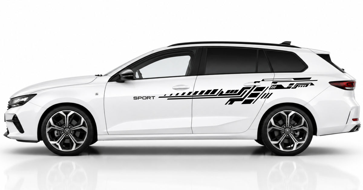 Car Design Folie in Schwarz auf einem weißen Opel Astra SportsTourer